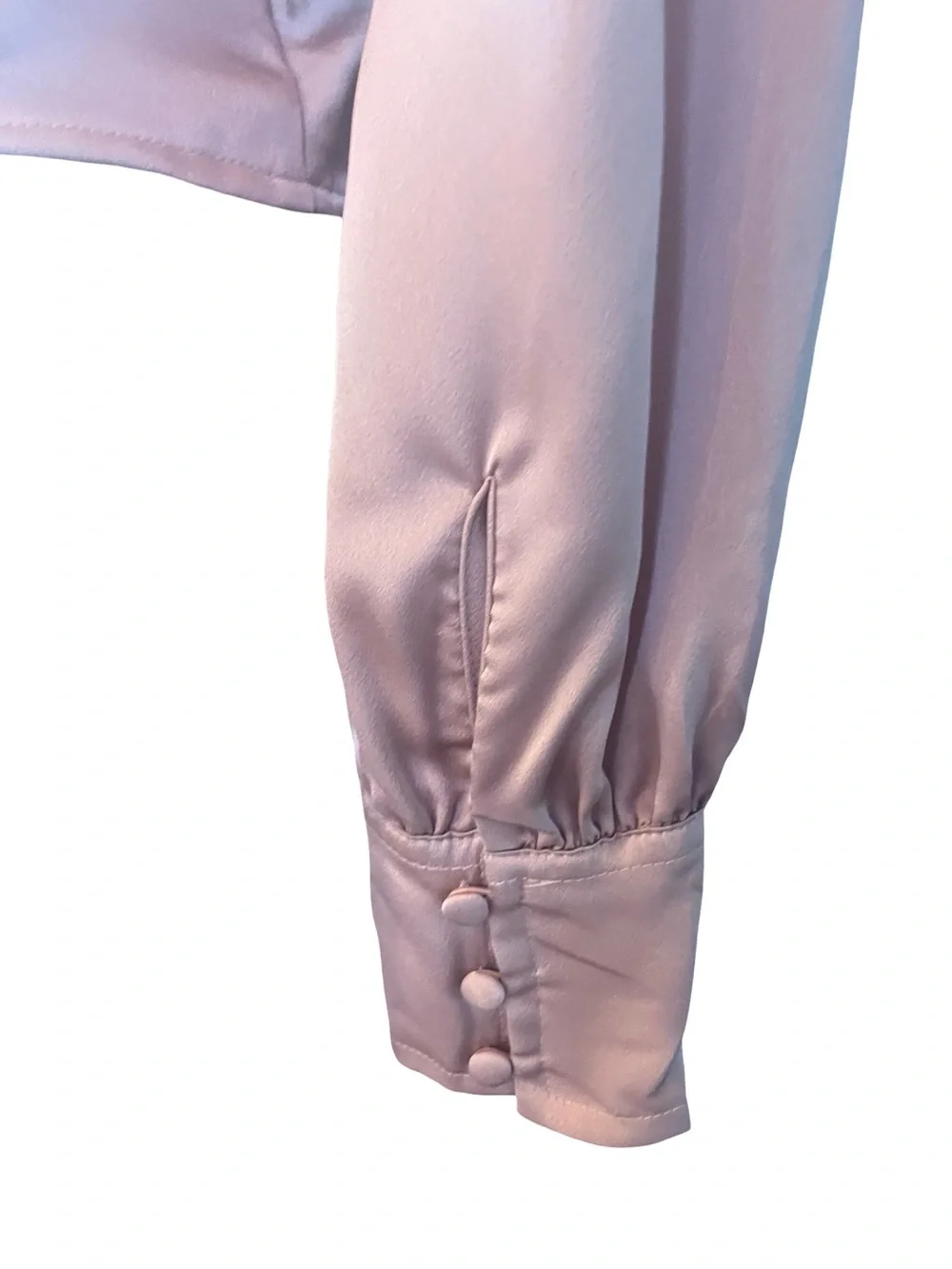 Abercrombie & Fitch Satin Puff Sleeve Button Front Top Mauve Small NWT